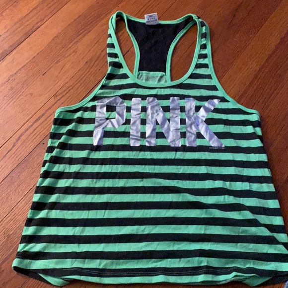 PINK Victoria's Secret Tops - Victoria’s Secret  PINk tank green black lace s